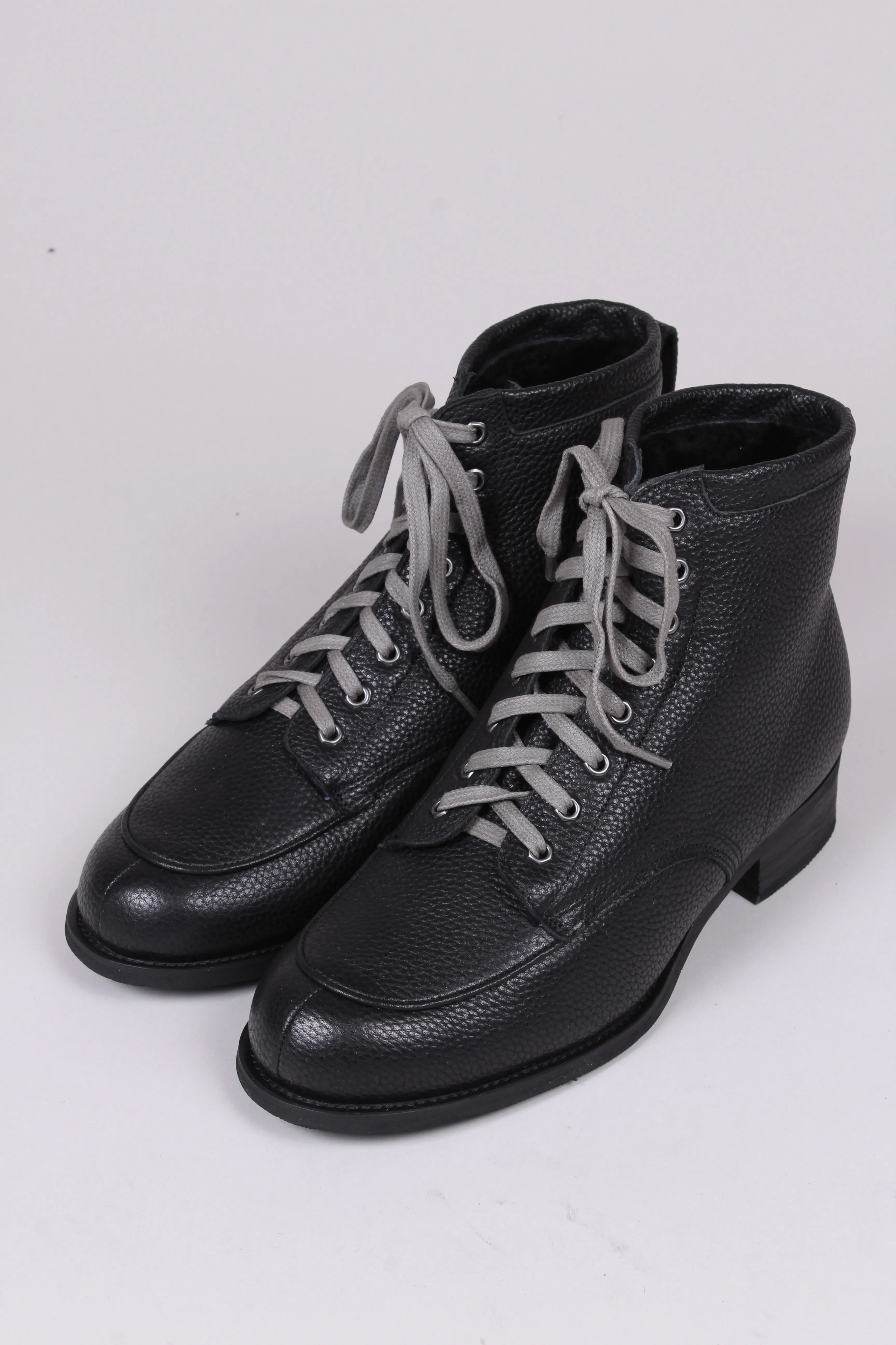 1930s/1940s Style Winter Snow Boots with Fur - Black - Rita