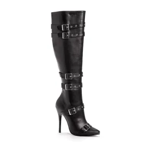 516-LEXI 5" Heel Knee High Boots W/Buckles & Inner Zipper.