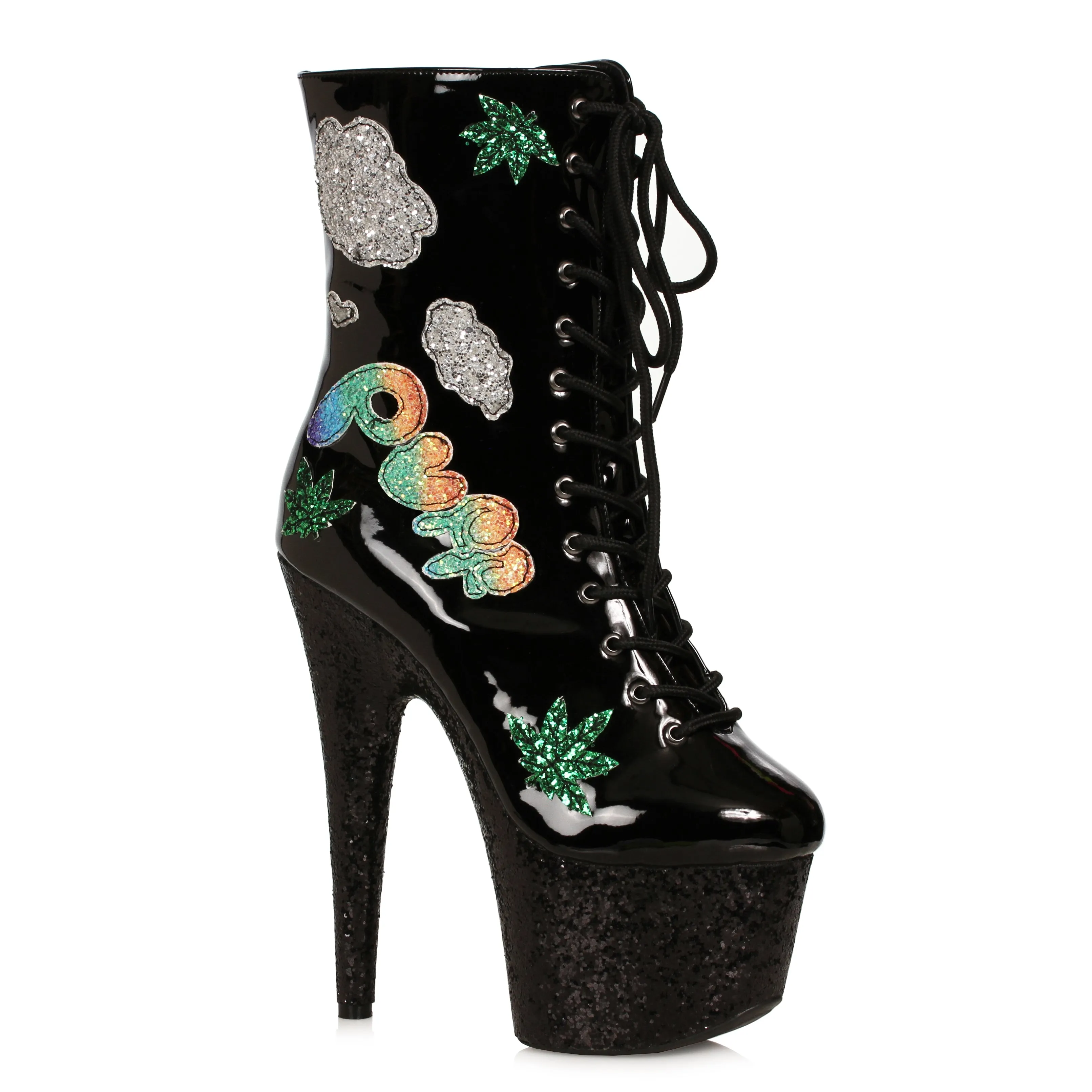 709-PUFF 7" Stiletto Lace Up With Print Wrapped Platform