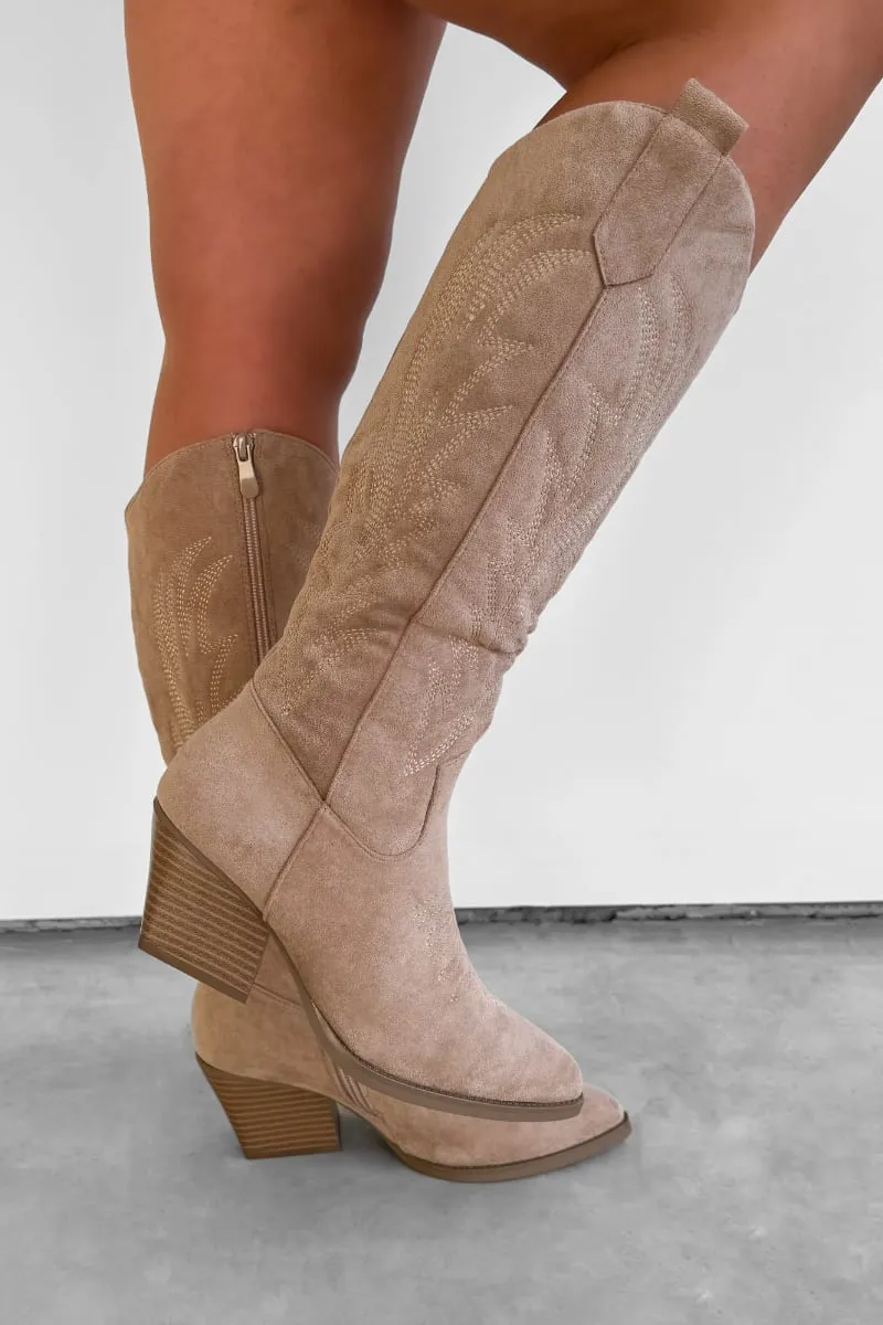 ALBA Cowboy Western Boots - Taupe