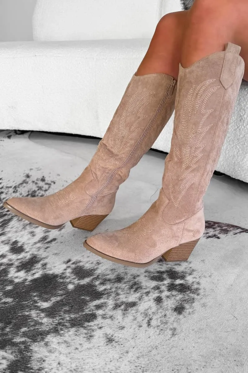 ALBA Cowboy Western Boots - Taupe