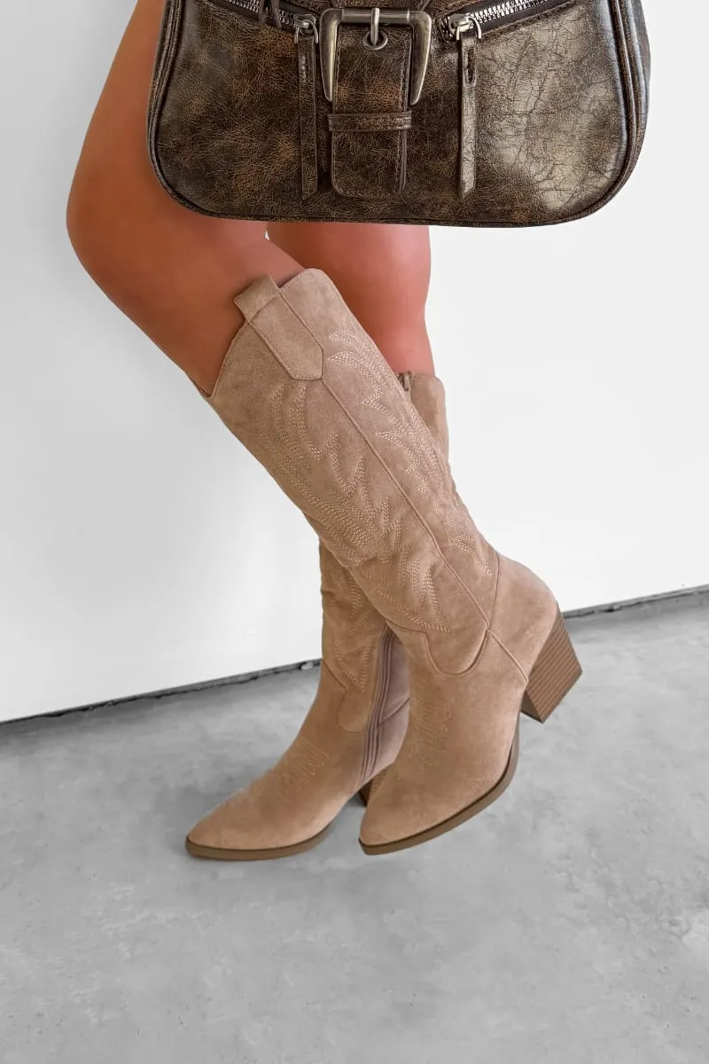 ALBA Cowboy Western Boots - Taupe