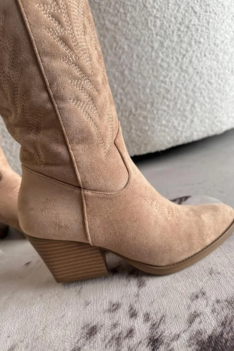 ALBA Cowboy Western Boots - Taupe