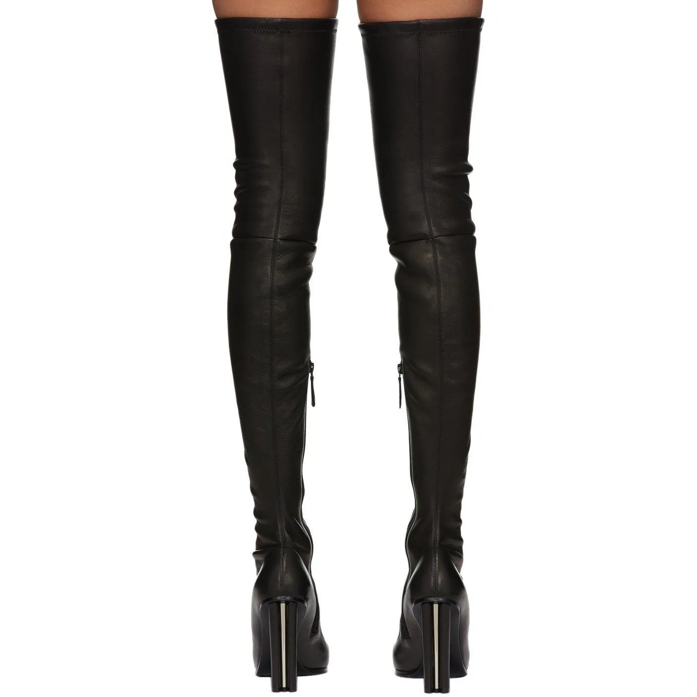 Alexander McQueen Black Leather OTK Heeled Tall Boots
