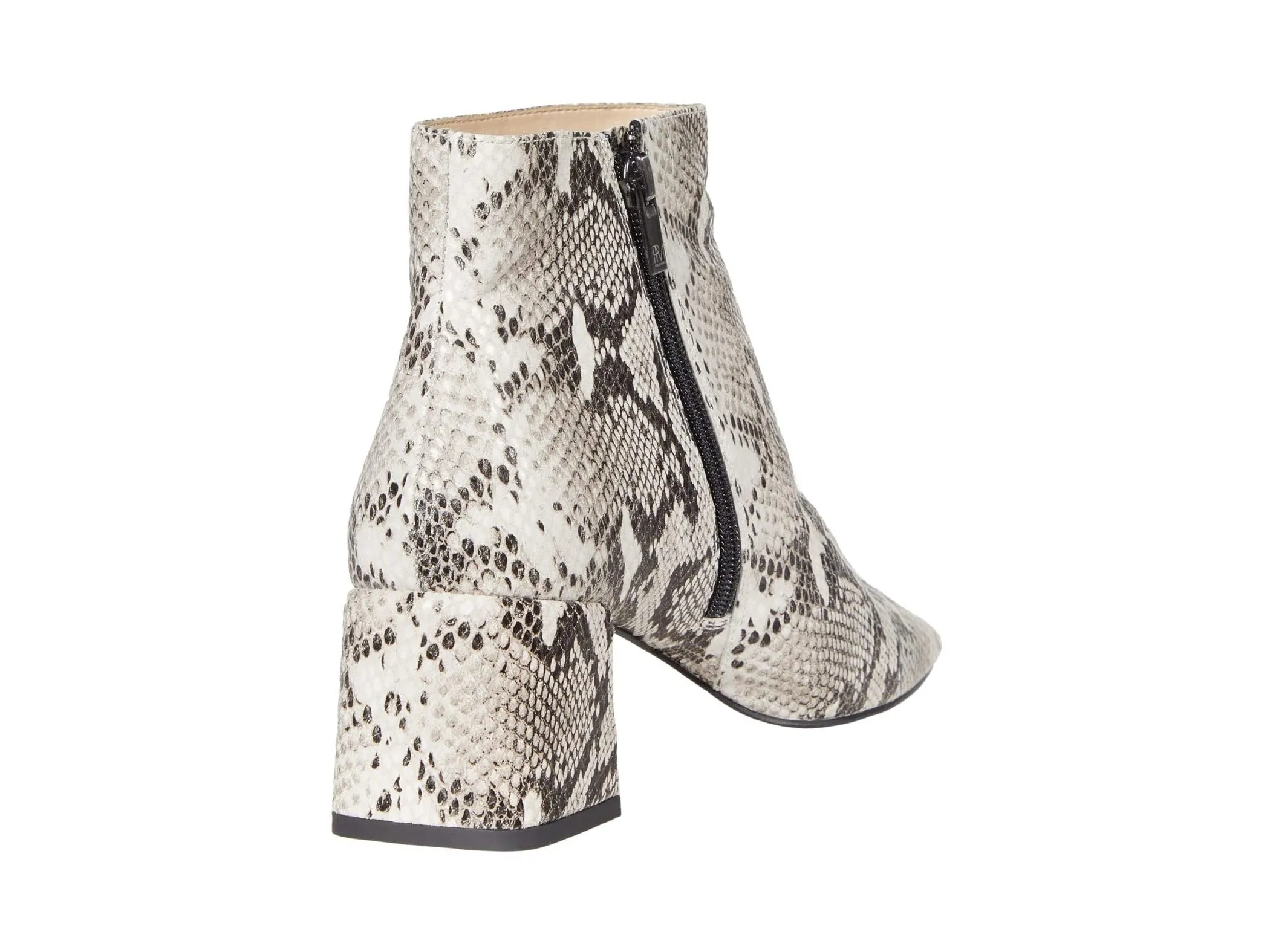 Aliya Black White Snake Print Leather Pelle Moda Ankle Boots
