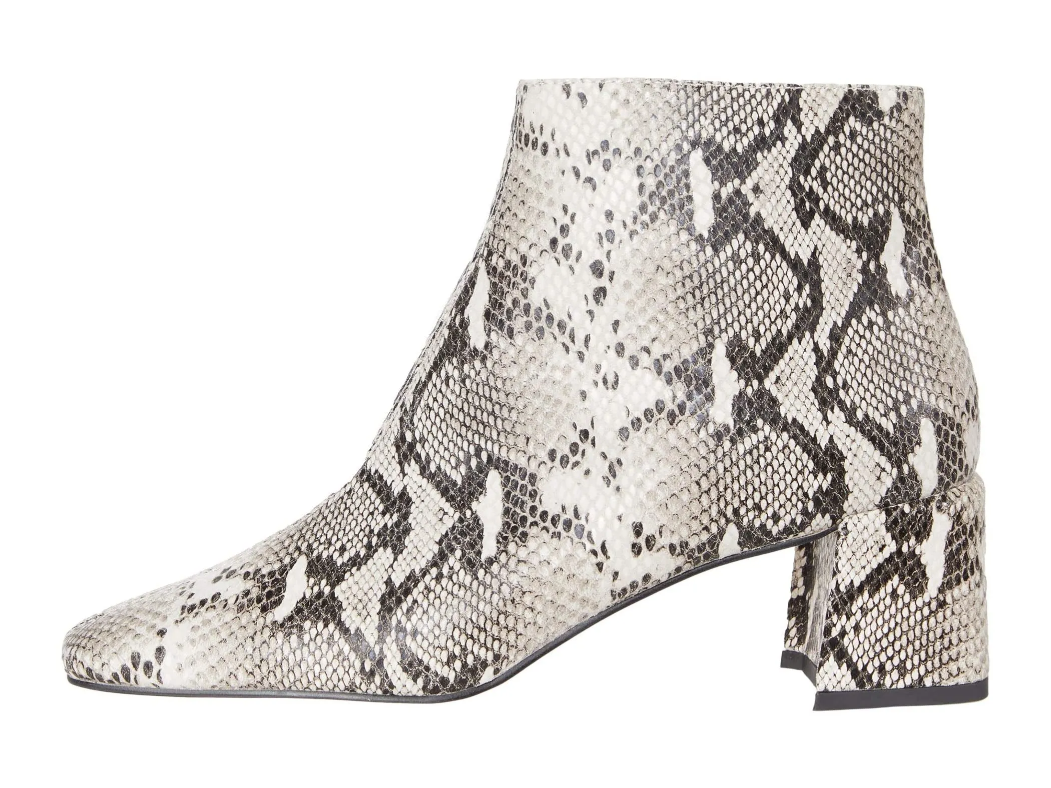 Aliya Black White Snake Print Leather Pelle Moda Ankle Boots