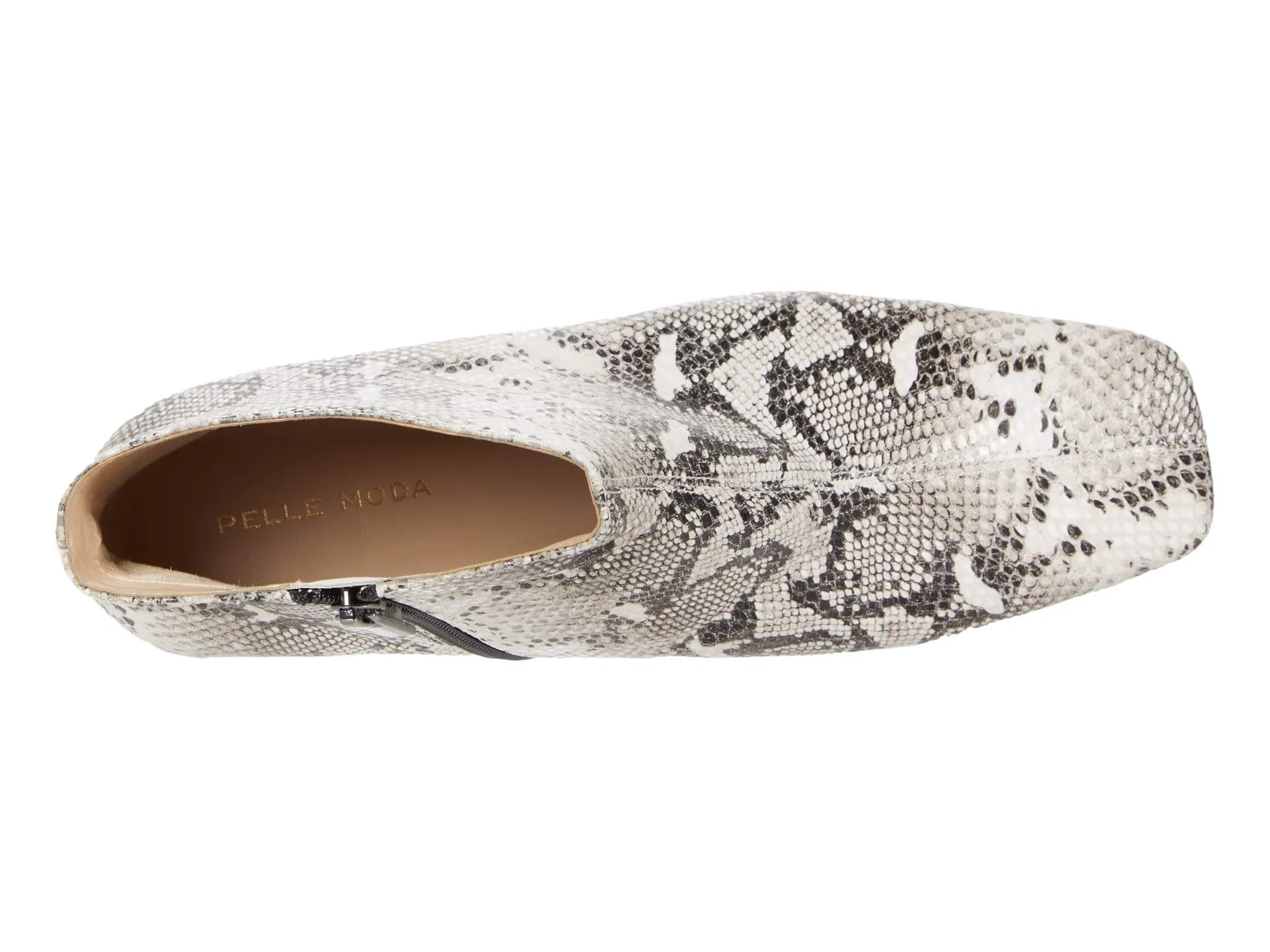 Aliya Black White Snake Print Leather Pelle Moda Ankle Boots