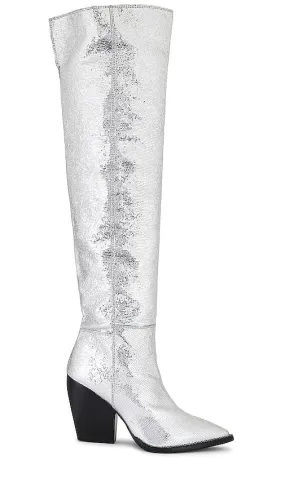 ALLSAINTS Reina Metallic Boot in Metallic Silver ALLSAINTS Reina Metallic Boot in Metallic Silver