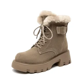 BeauToday Buckle Strap Decor Platform  Ankle Boots for Women Winter