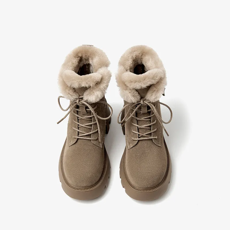 BeauToday Buckle Strap Decor Platform  Ankle Boots for Women Winter