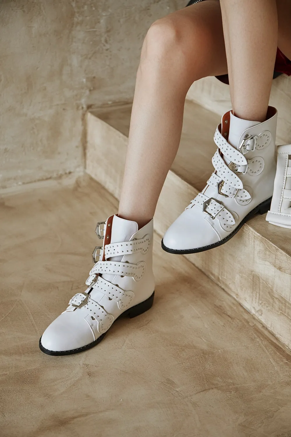 Becca Studs & Belts Motorcycle Boots -  3 Colors