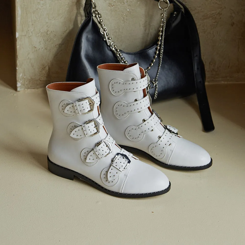 Becca Studs & Belts Motorcycle Boots -  3 Colors