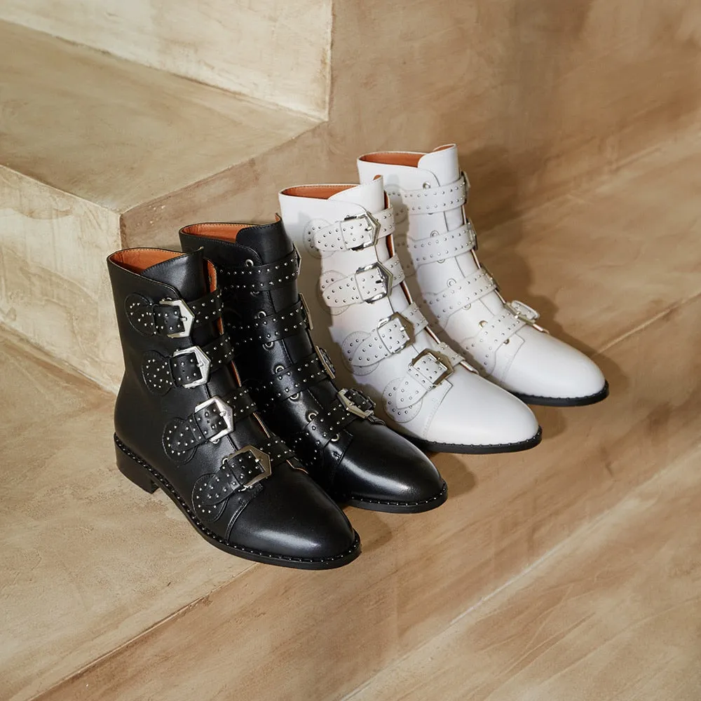 Becca Studs & Belts Motorcycle Boots -  3 Colors