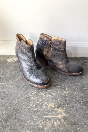 Bed Stu Black Crackle Ankle Boots