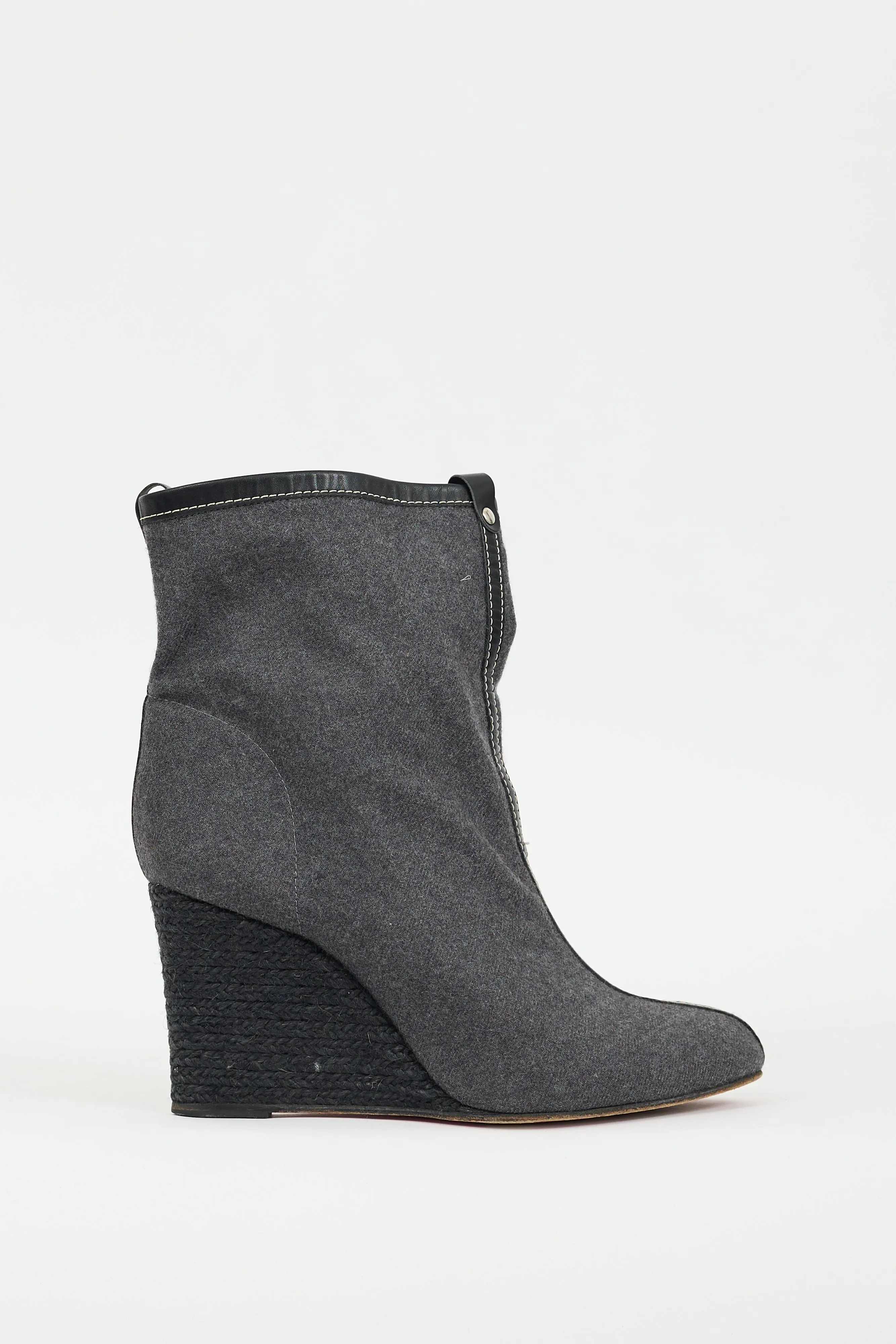Black & Grey Felt Jessy Wedge Boot