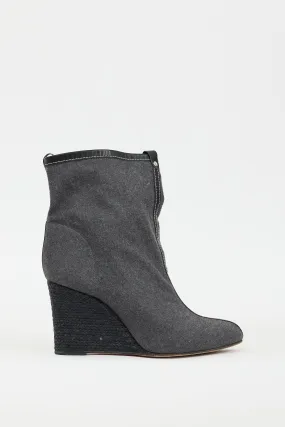 Black & Grey Felt Jessy Wedge Boot