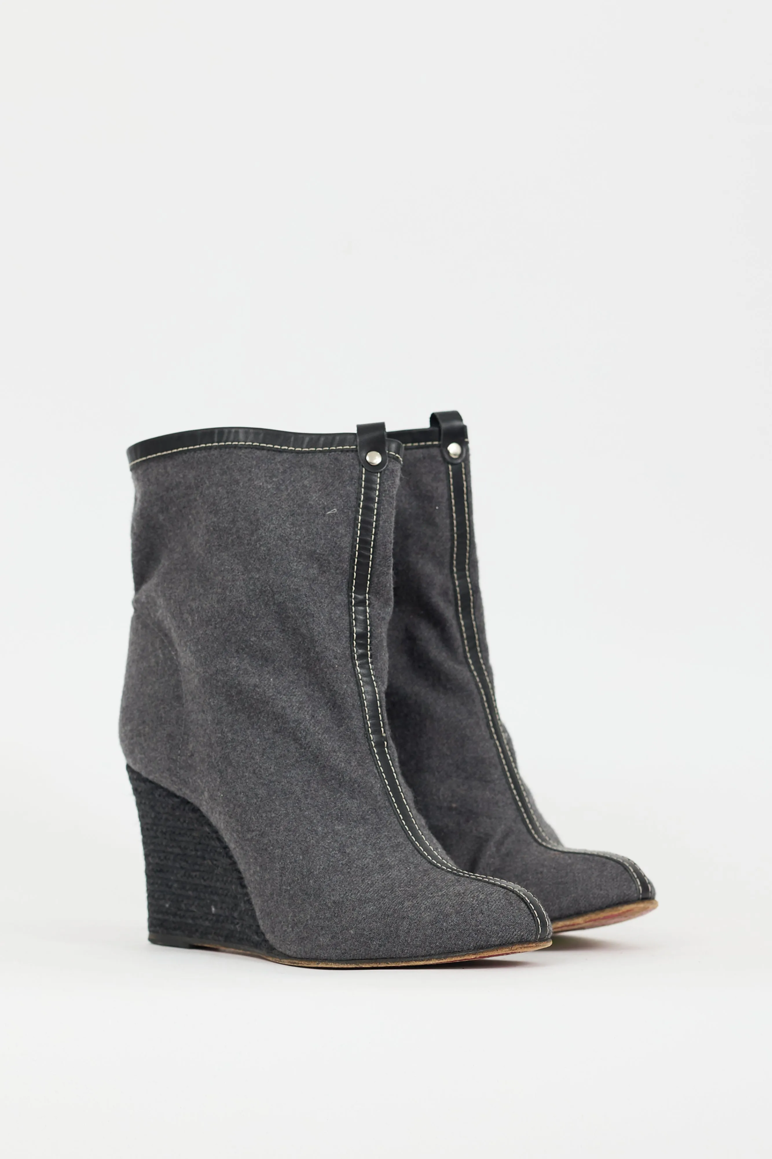 Black & Grey Felt Jessy Wedge Boot