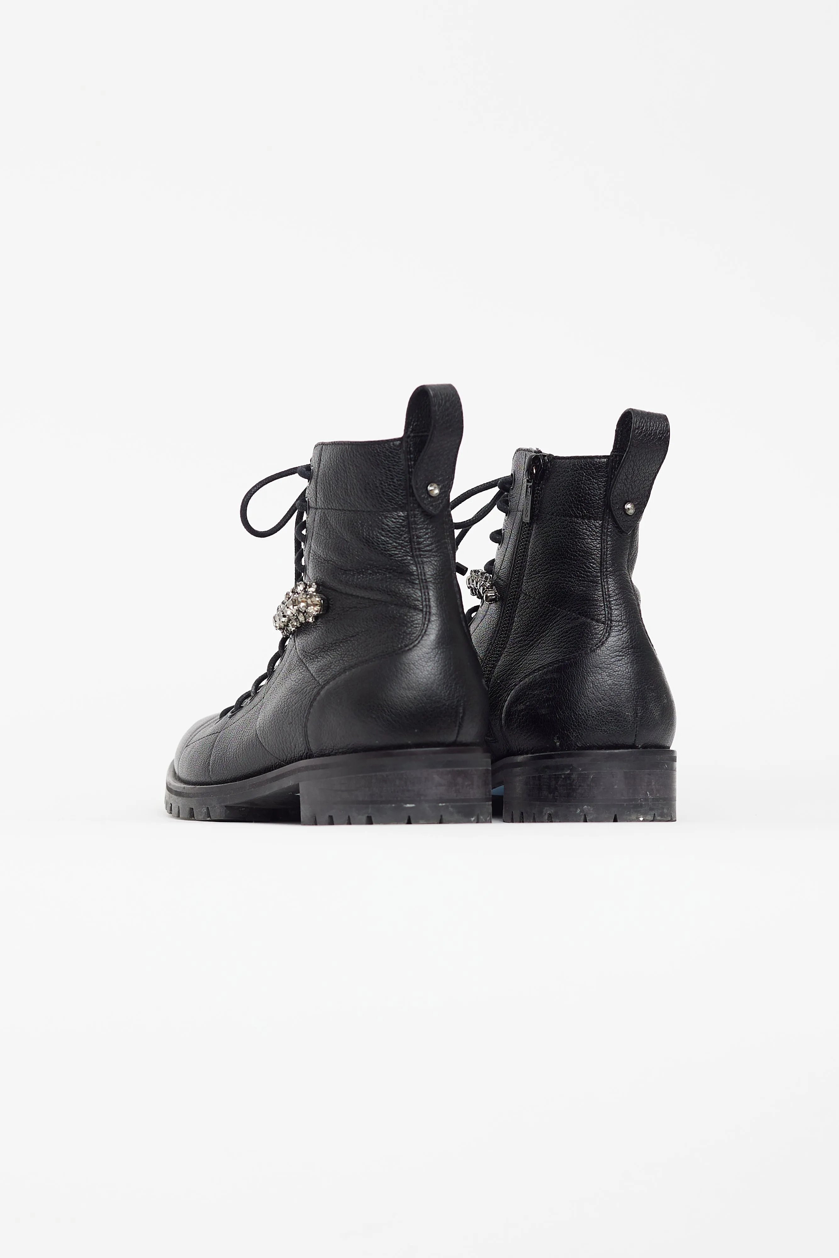 Black Leather & Crystal Cruz Boot