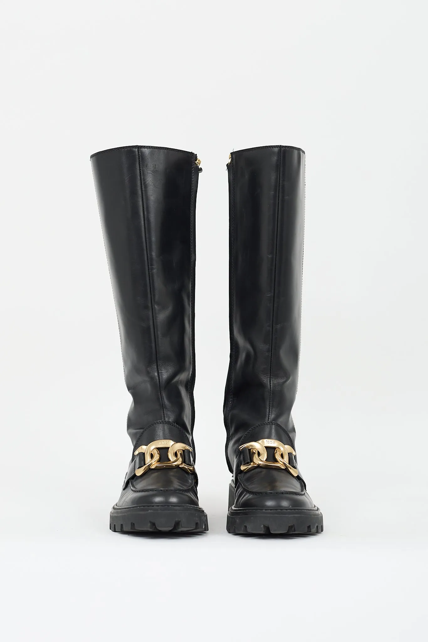 Black Leather Catena Chain Boot