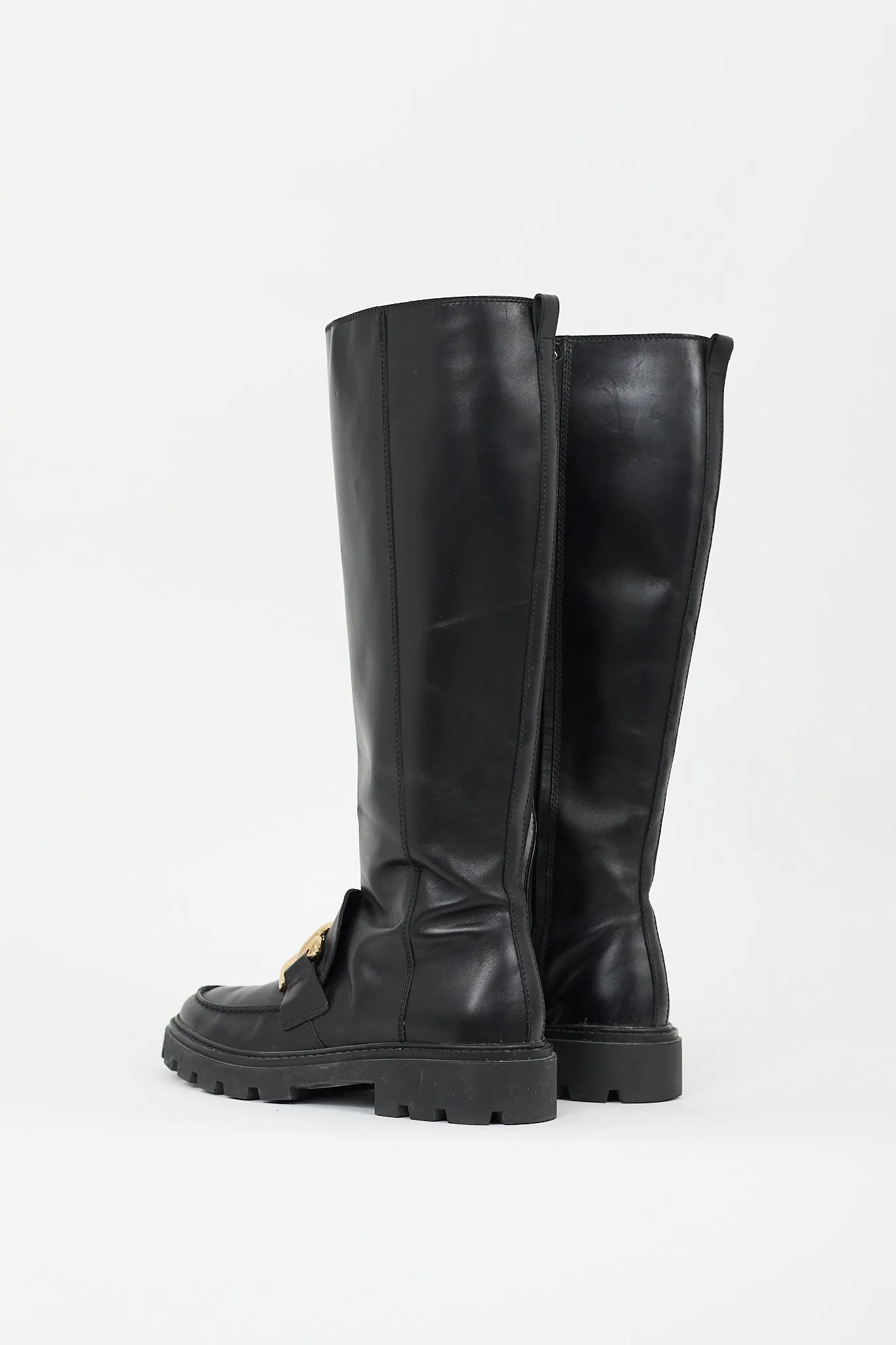 Black Leather Catena Chain Boot