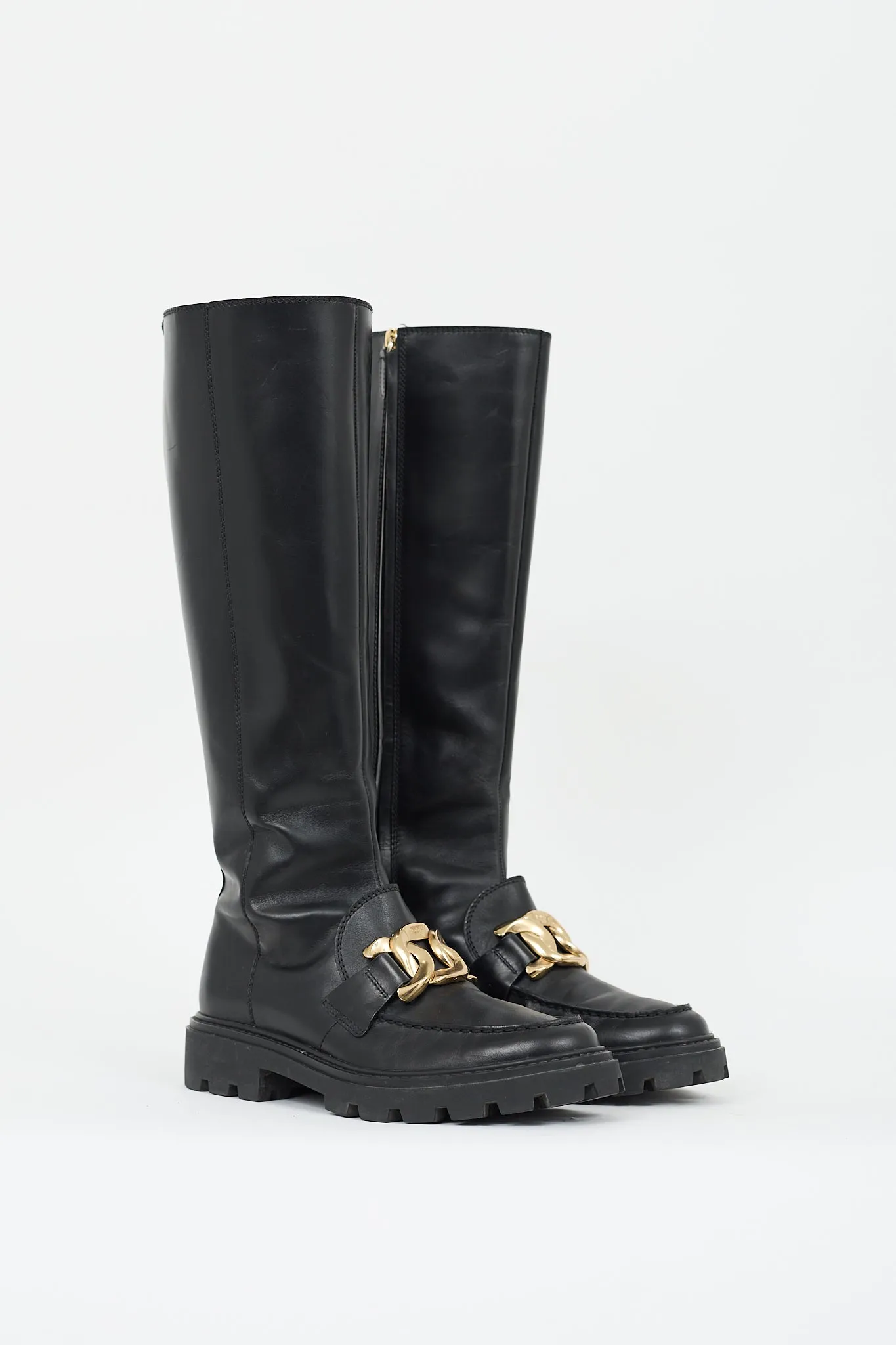 Black Leather Catena Chain Boot