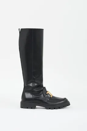 Black Leather Catena Chain Boot