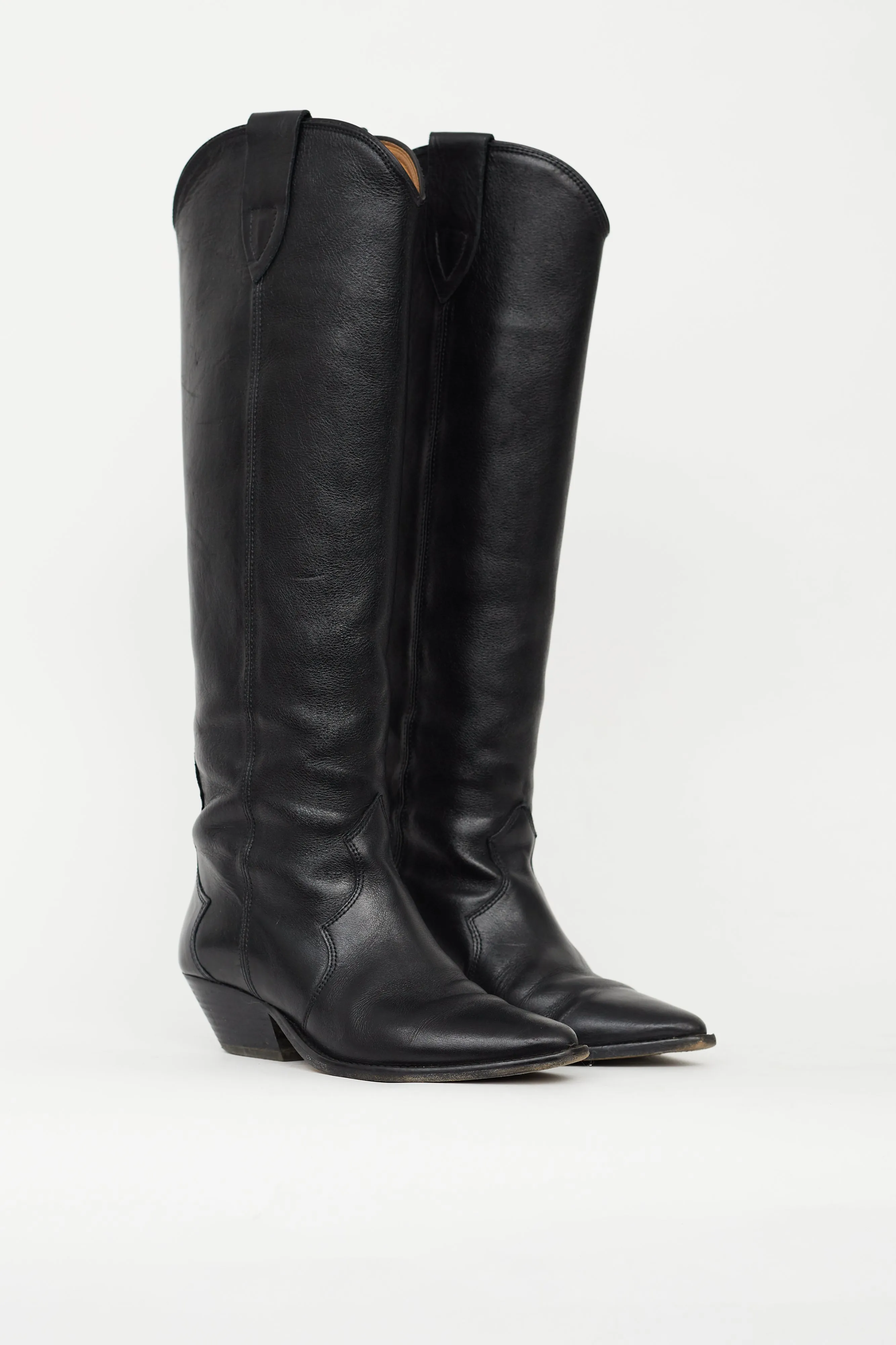 Black Leather Denvee Knee High Boot
