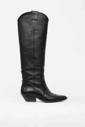 Black Leather Denvee Knee High Boot