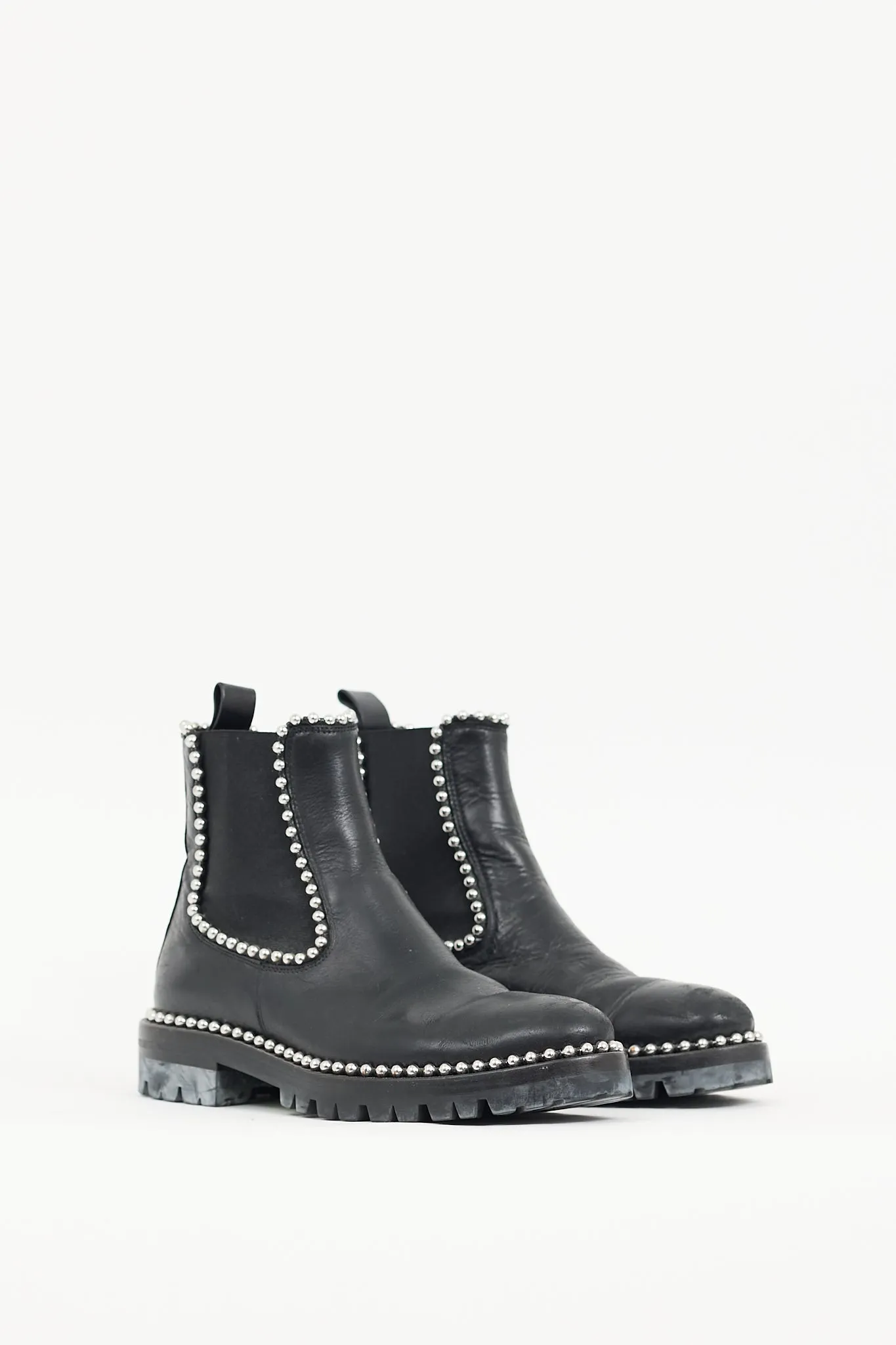 Black Leather Spencer Embellished Boot
