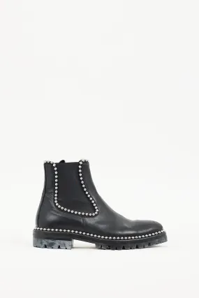 Black Leather Spencer Embellished Boot