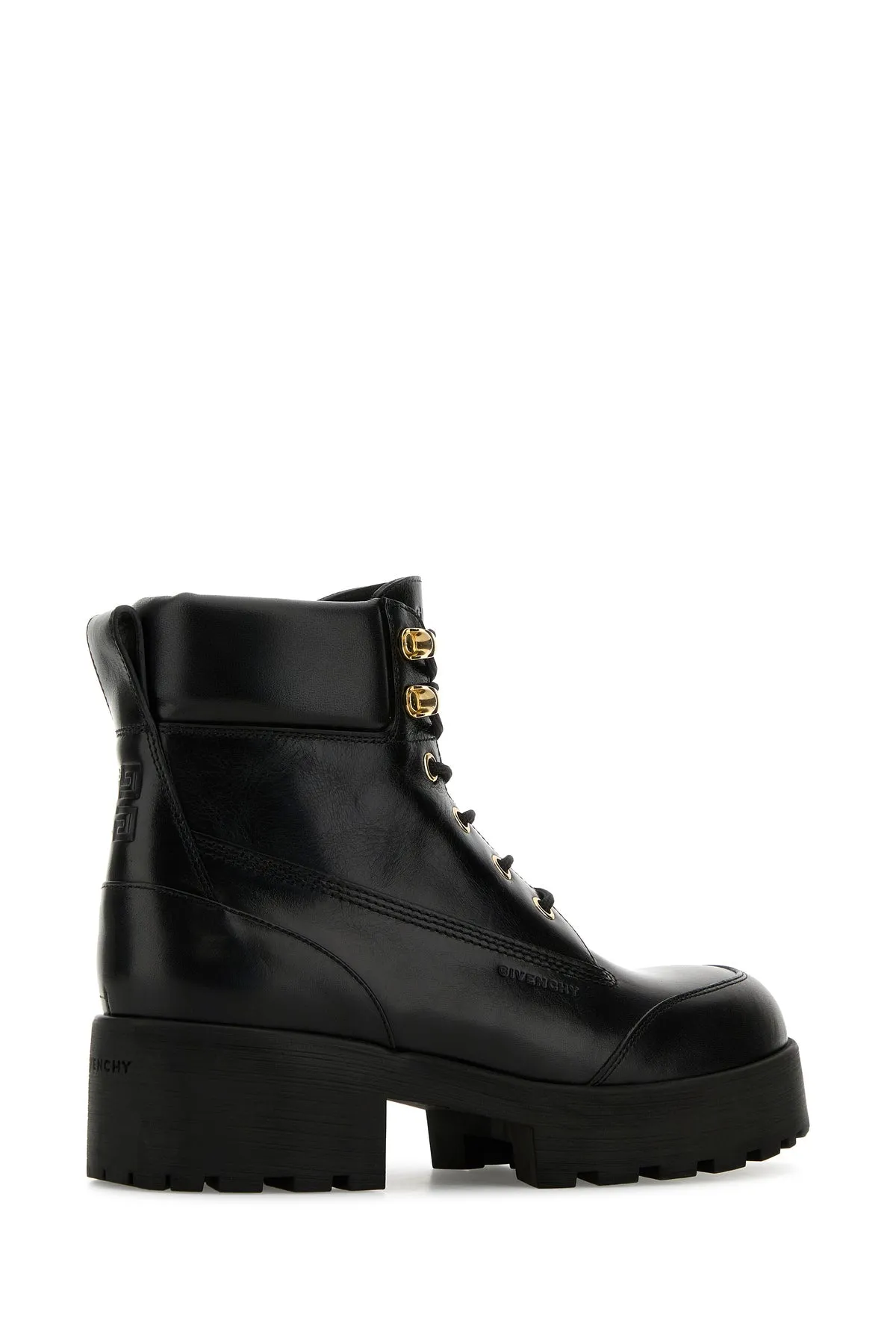 Black leather Trekker ankle boots