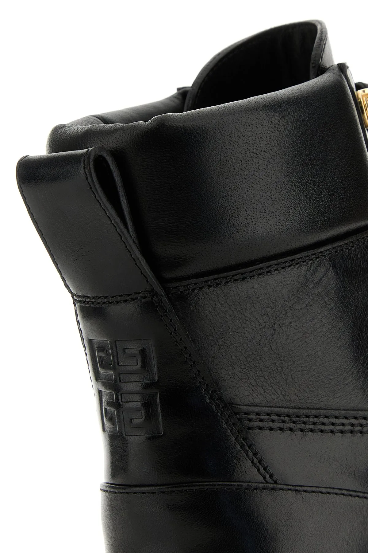 Black leather Trekker ankle boots