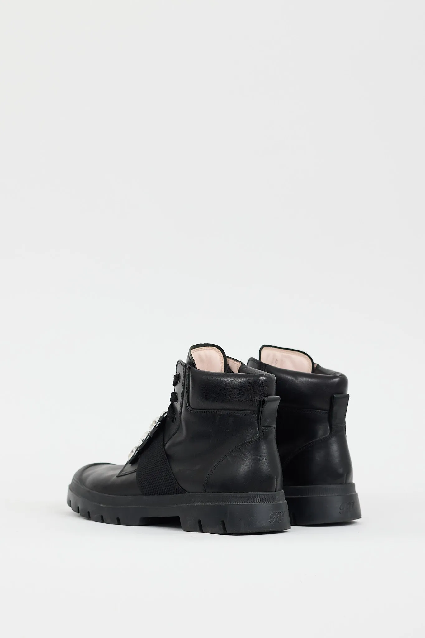 Black Leather Walky Viv Embellished Boot