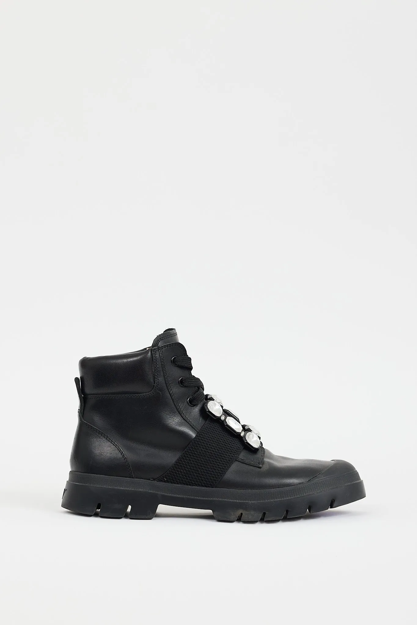 Black Leather Walky Viv Embellished Boot