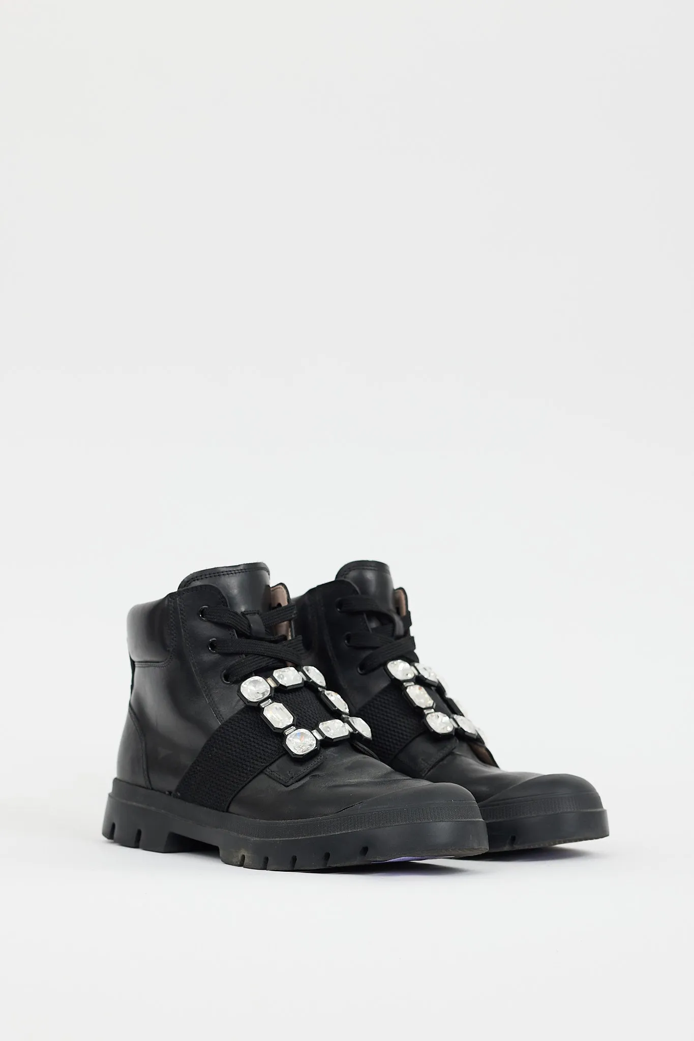 Black Leather Walky Viv Embellished Boot