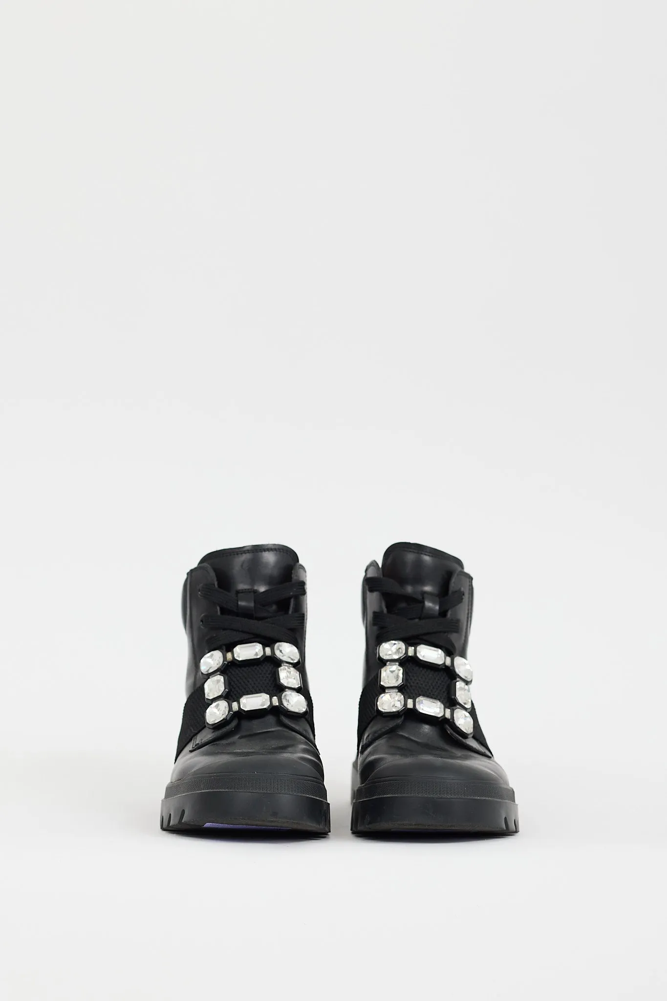 Black Leather Walky Viv Embellished Boot