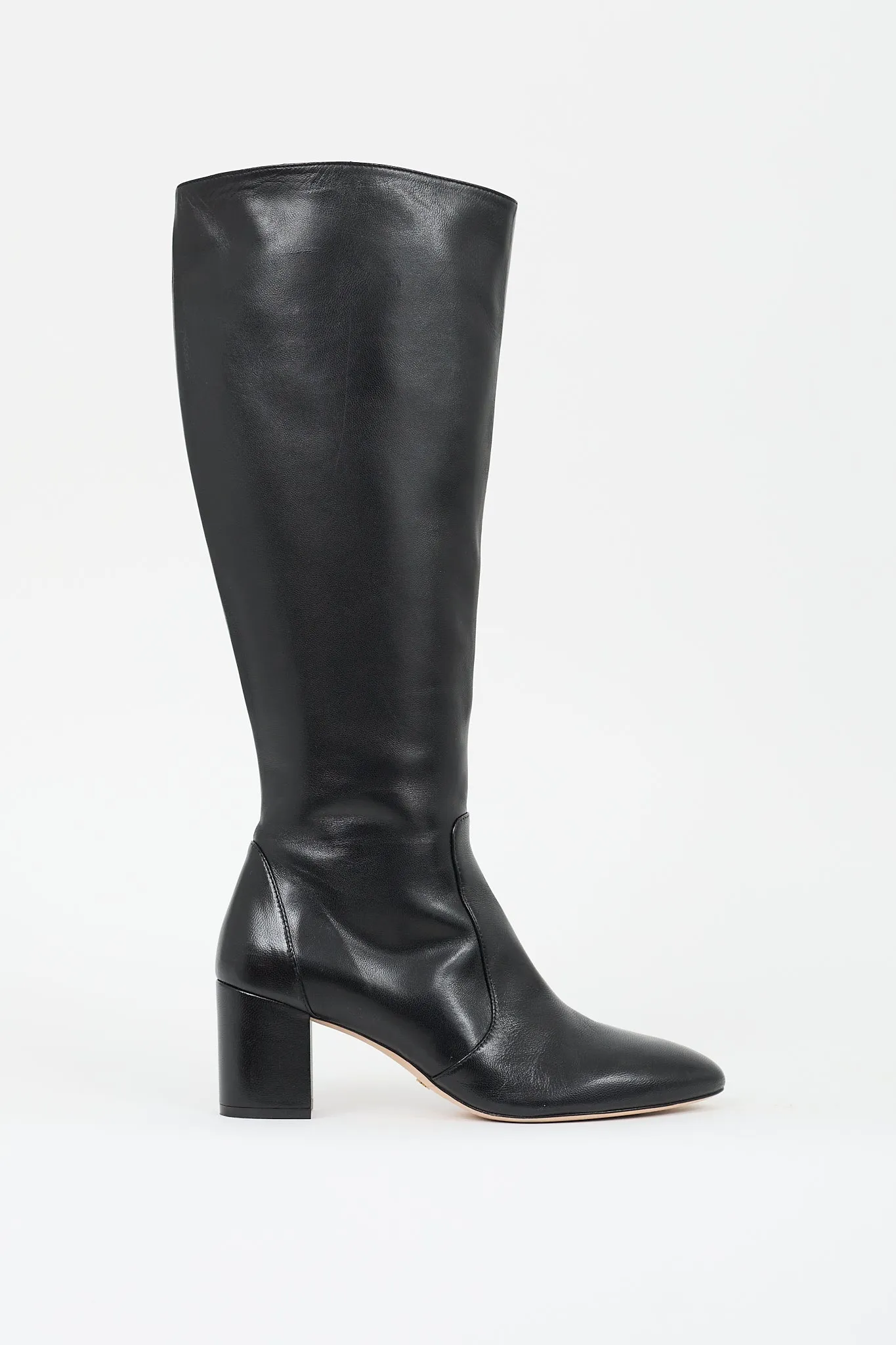 Black Leather Yuliana Zip Knee High Boot