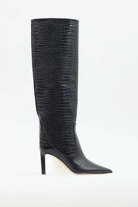 Black Mavis Embossed Knee Boot