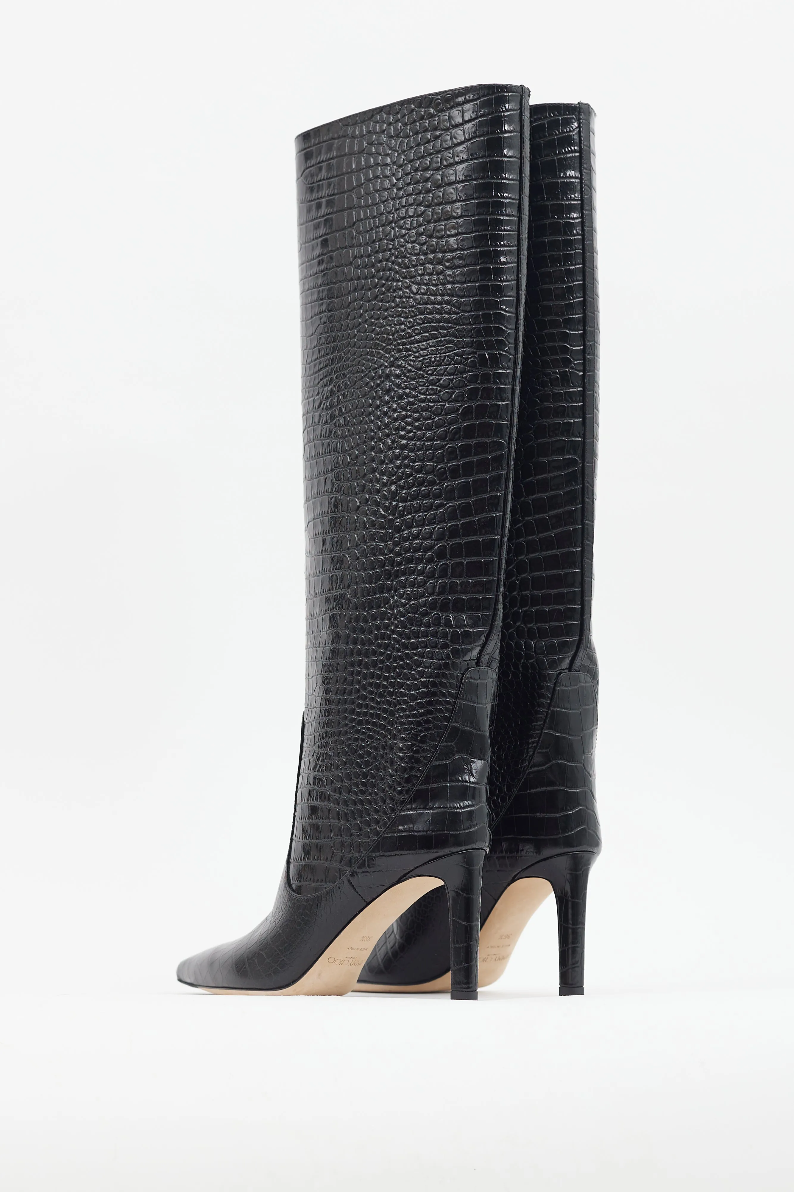 Black Mavis Embossed Knee Boot