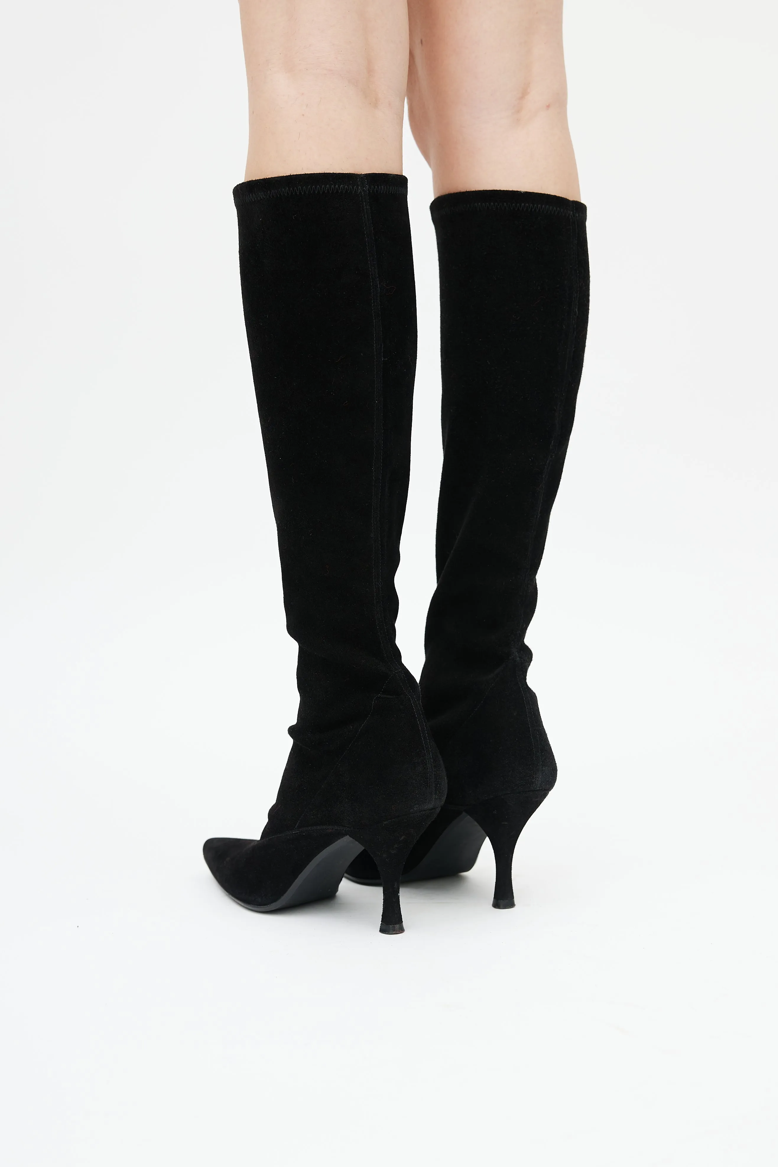 Black Suede 85 To The Knee Boot