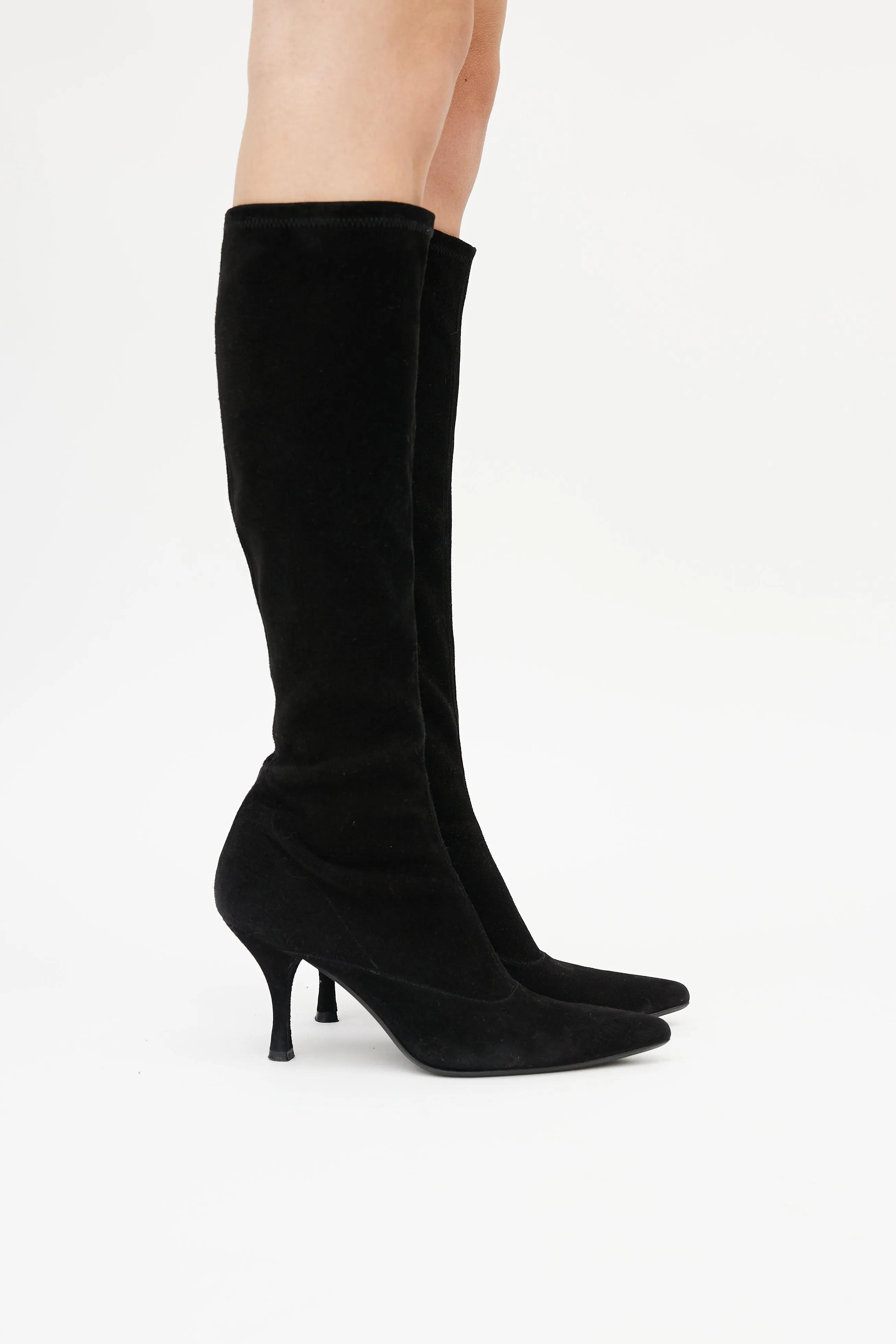 Black Suede 85 To The Knee Boot