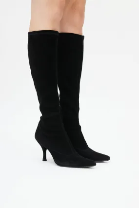 Black Suede 85 To The Knee Boot