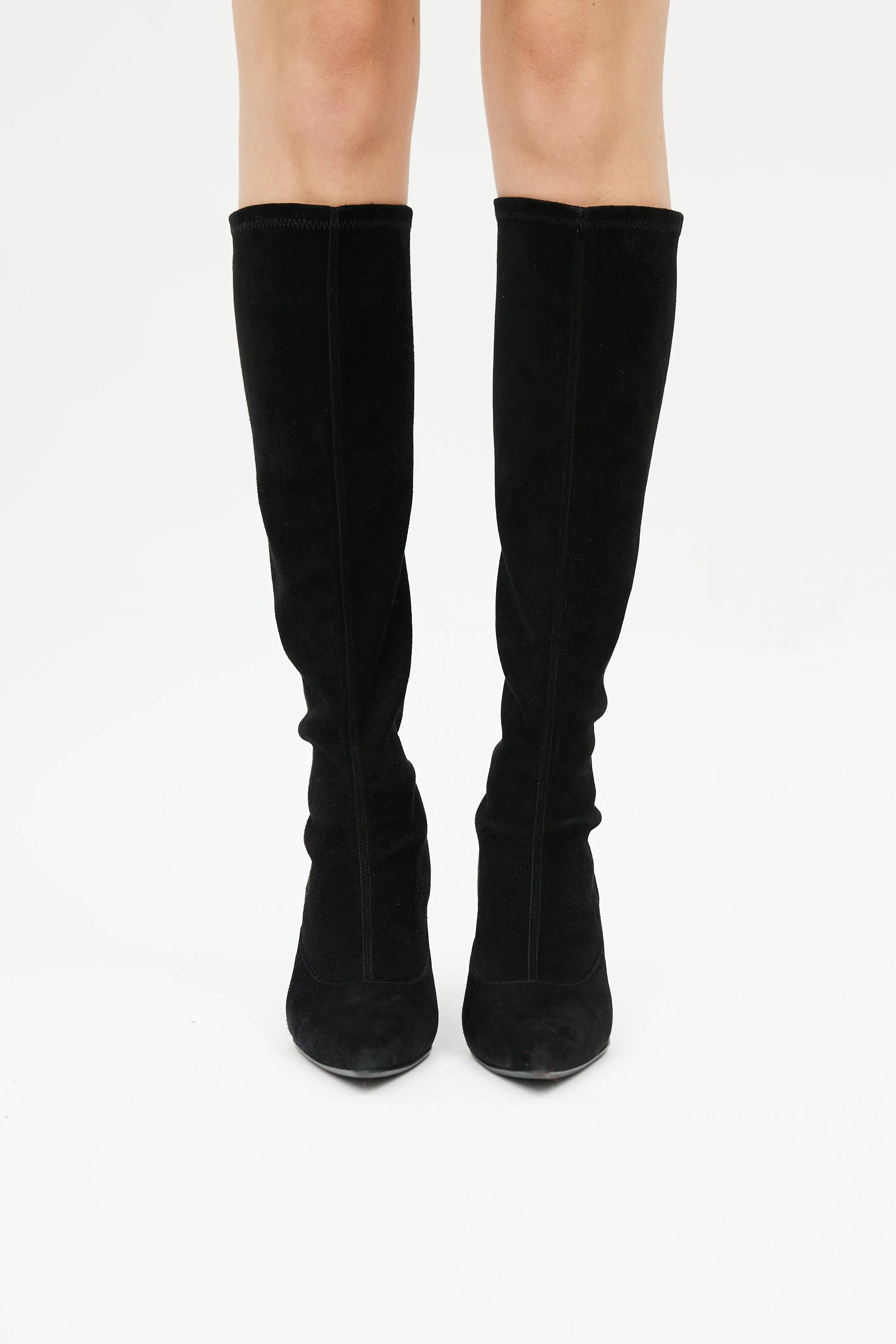 Black Suede 85 To The Knee Boot