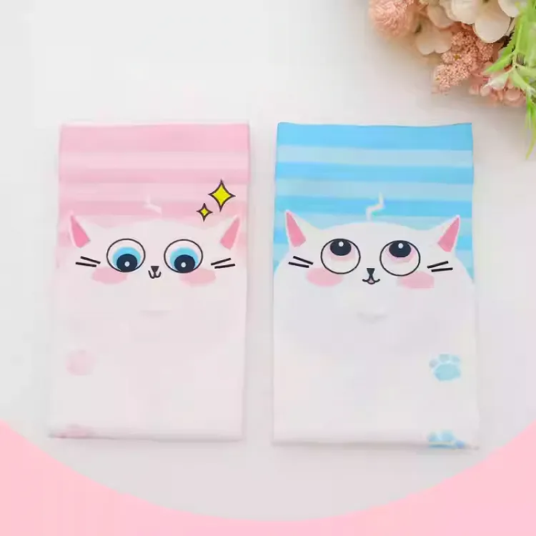 Blue and Pink Cat Paw Pattern Over Knee Stockings