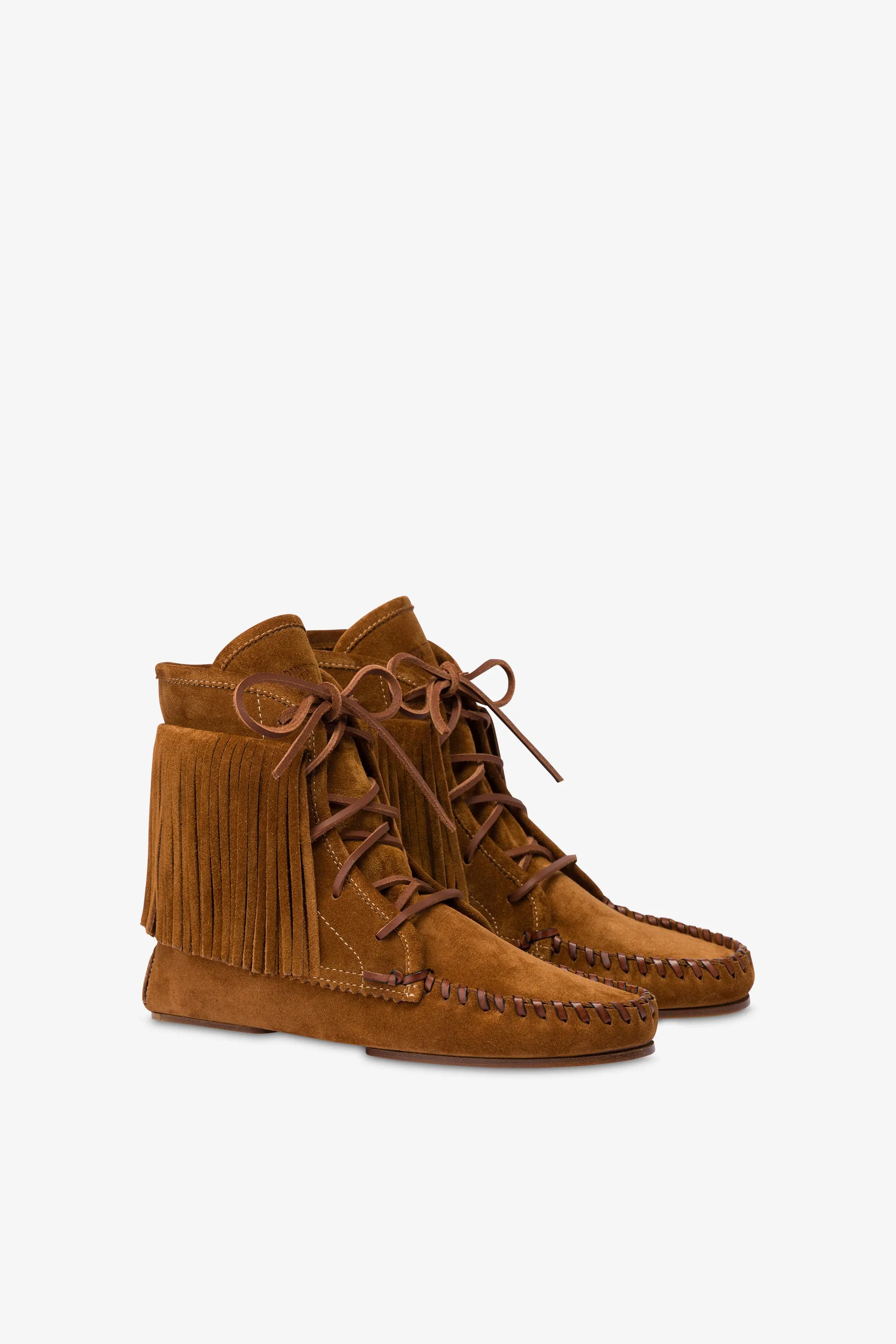Boots in cognac suede leather