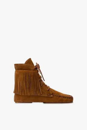 Boots in cognac suede leather