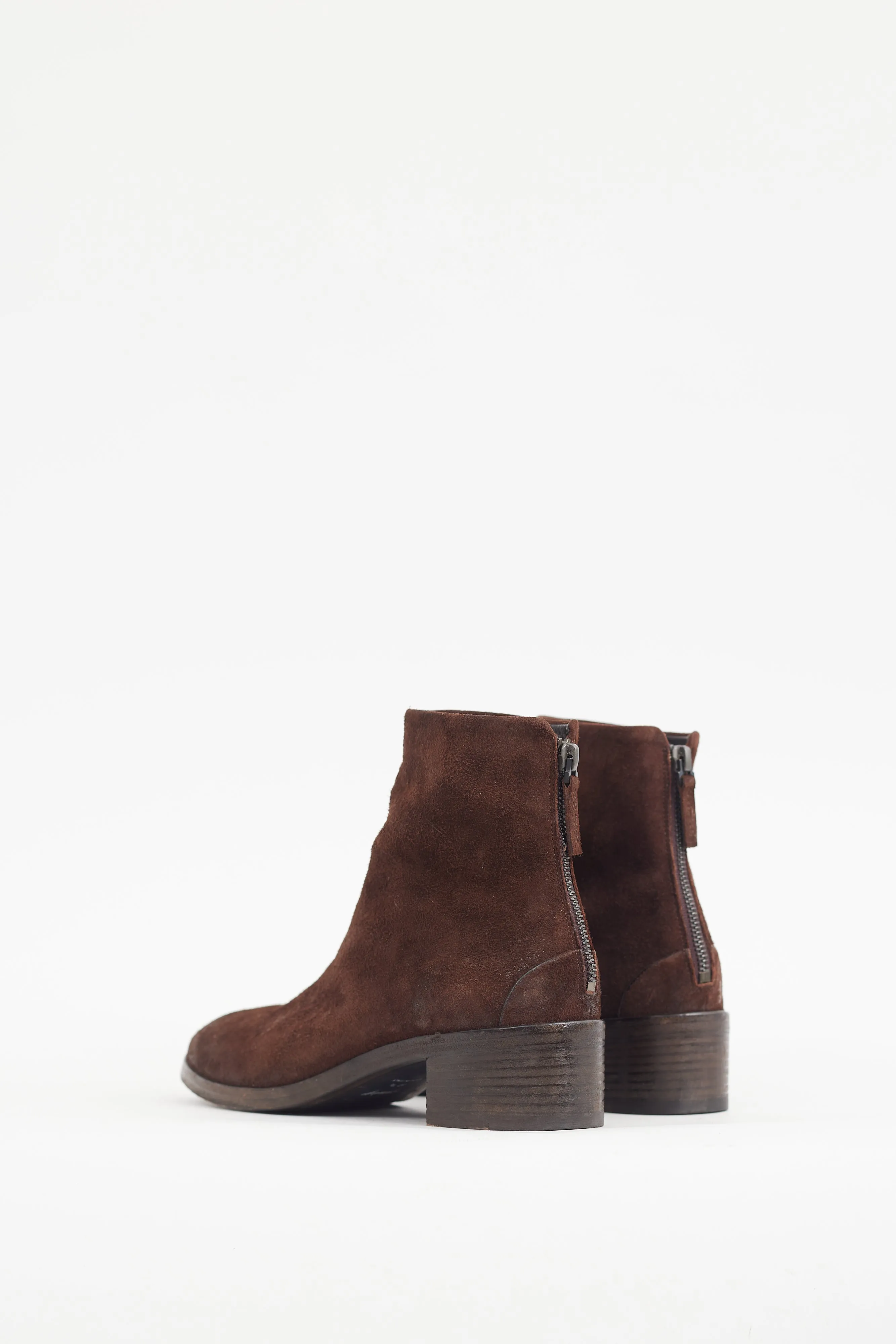 Brown Distressed Suede Ankle Boot