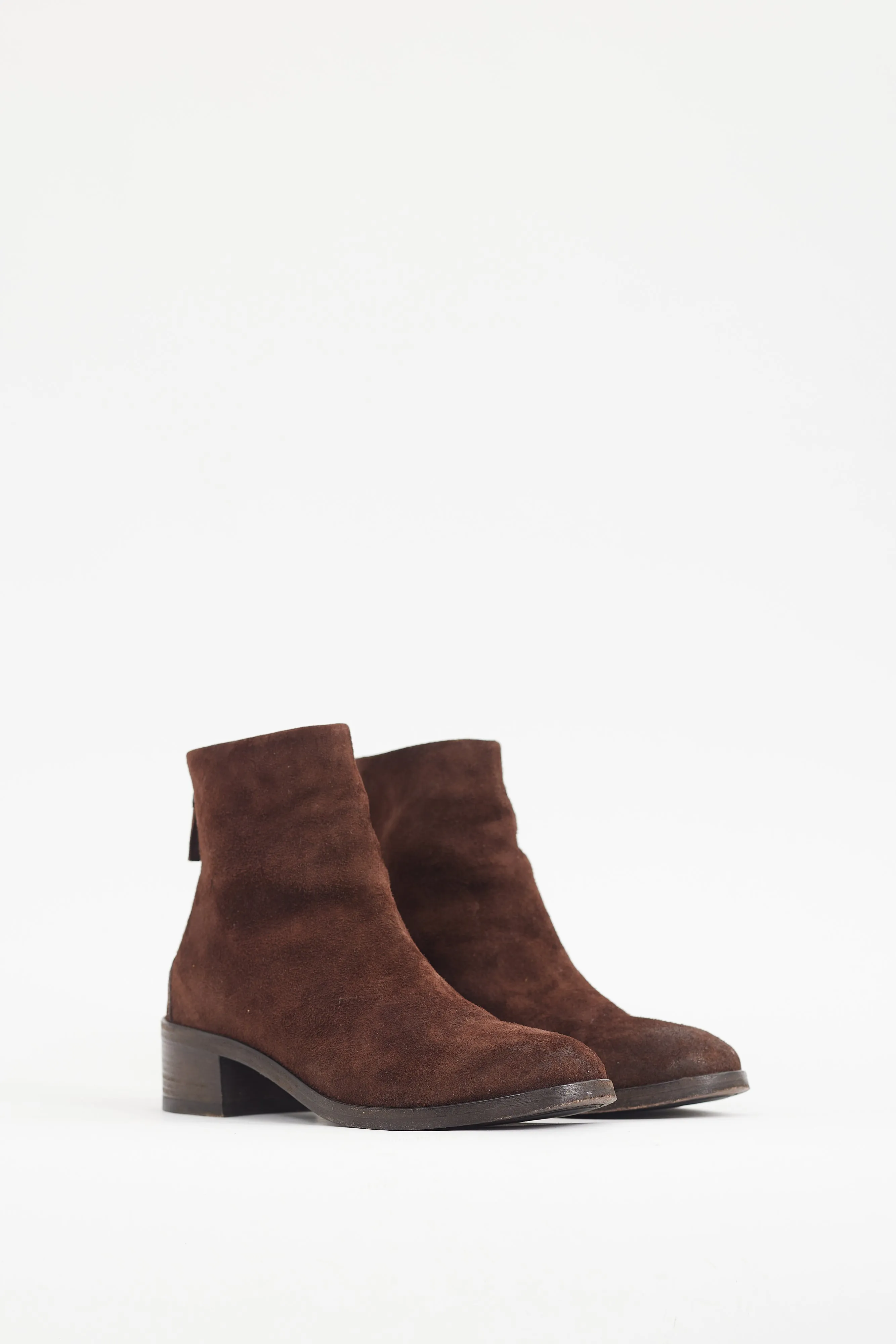 Brown Distressed Suede Ankle Boot