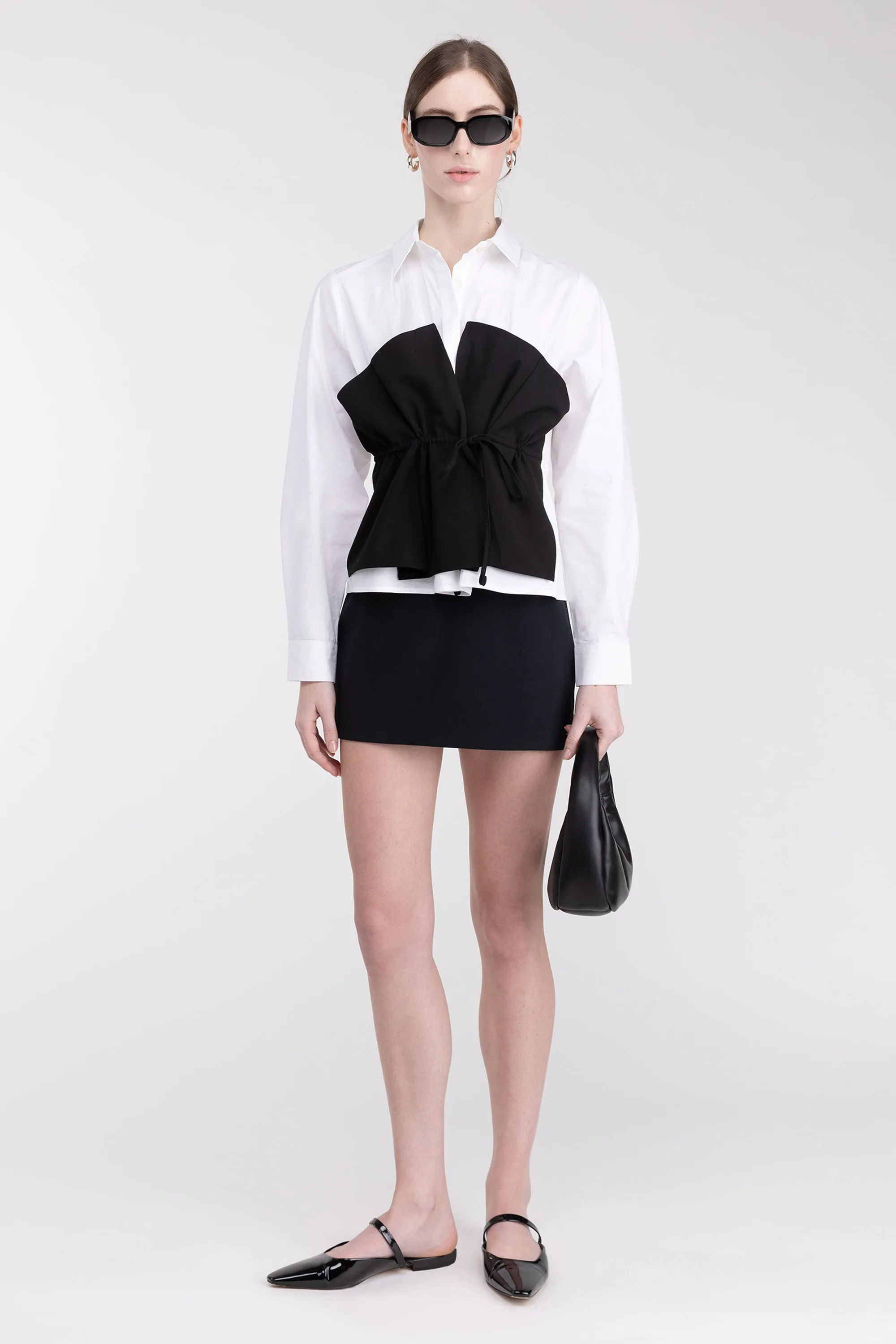 BUSTIER LAYERED POPLIN SHIRT