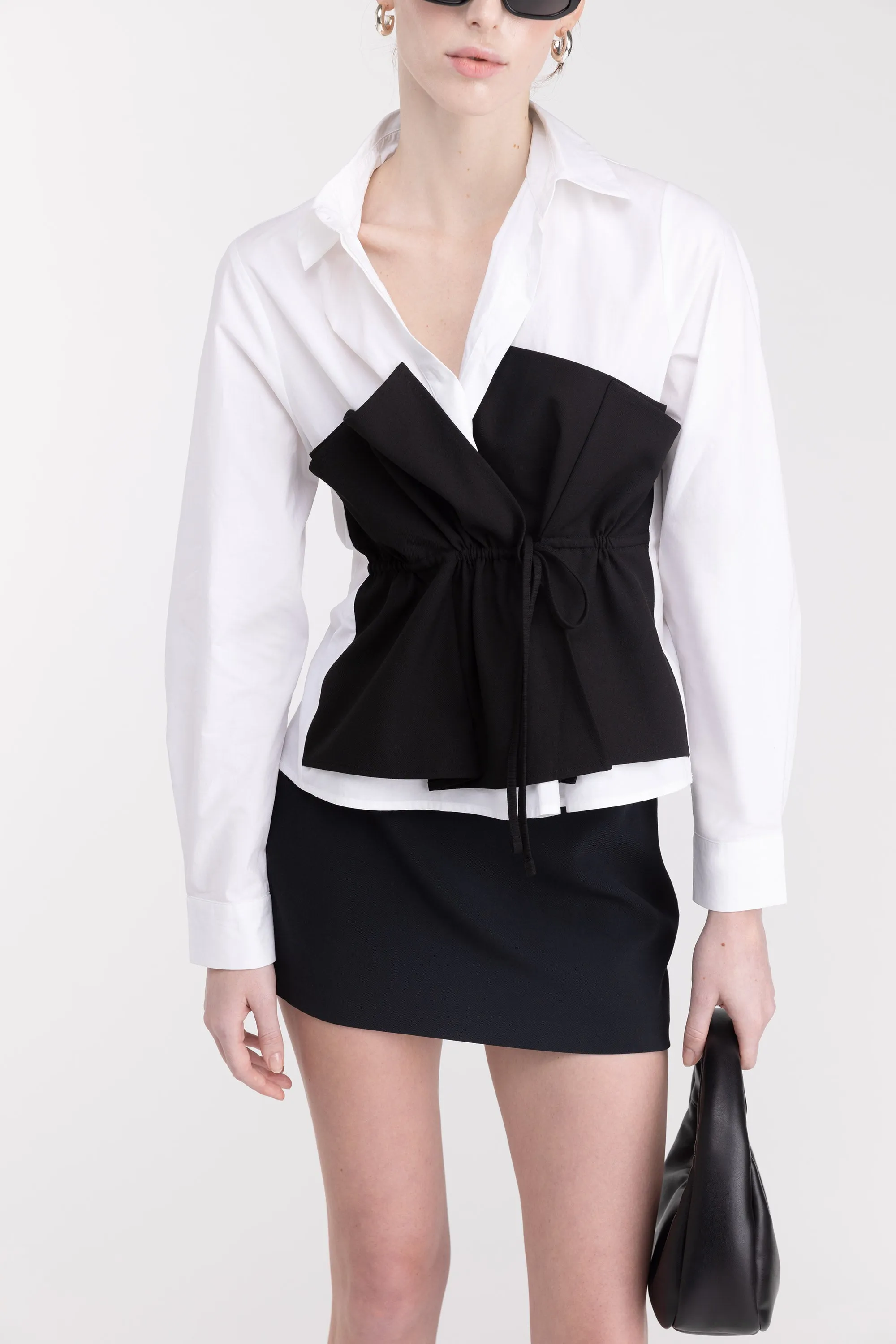 BUSTIER LAYERED POPLIN SHIRT